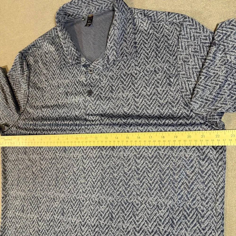 Adidas‎ Primegreen Golf Polo Blue ZigZag AOP Mens Large Lightweight Breathable